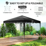 Outsunny 3 x 3cm Adjustable Height Pop-Up Gazebo, with Bag - Black