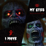 HOMCOM 5.5ft Life Size Halloween Animatronic Standing Chainsaw Killer, with Light Up Eyes, Sound Activated Moving Body, Scary Halloween Decorations, Battery Operated, Indoor Party Props