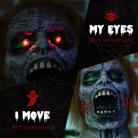 HOMCOM 5.5ft Life Size Halloween Animatronic Standing Chainsaw Killer, with Light Up Eyes, Sound Activated Moving Body, Scary Halloween Decorations, Battery Operated, Indoor Party Props