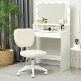 Vinsetto Vanity Office Chair, PU Leather Computer Chair for Home, with Adjustable Height, Armless, Swivel Wheels, Cream