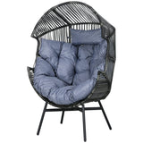 Outsunny String Rattan Egg Chair, with Padded Seat Cushion - Grey/Black