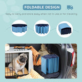 PawHut Foldable Dog Paddling Pool Pet Cat Swimming Pool Indoor/Outdoor Collapsible Summer Bathing Tub Shower Tub Puppy Washer (Φ140 x 30H (cm), Blue)