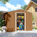 Outsunny 8x6 Metal Storage Shed Galvanised Steel Frame with Sloped Roof & Double Door for Homeowners, Brown