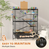 PawHut 5 Tier Large Hamster Cage on Wheels with 17 cm Deep Tray, Storage Shelf for Syrian, Gerbil, Rats
