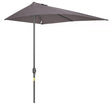 Outsunny Balcony Half Parasol Semi Round Umbrella Patio Crank Handle (2.3 m, Grey)- NO BASE INCLUDED