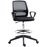 Vinsetto Ergonomic Mesh Back Draughtsman Chair, Tall Standing Desk Chair with Adjustable Height and Footrest 360 Swivel, Black