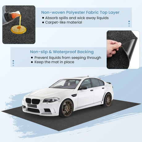 252.5 x 221 cm Garage Floor Mat Non-Slip Water-Repellent Oil Mat Anti-Slip Mat