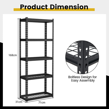 5-Tier Heavy Duty Wire Storage Racks with Anti-slip Foot Pad-Black