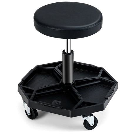 330 LBS Capacity Pneumatic Rolling Mechanic Stool with Padded Seat-Black