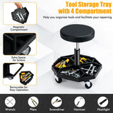 330 LBS Capacity Pneumatic Rolling Mechanic Stool with Padded Seat-Black