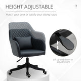 Vinsetto PU Leather Office Chair, Desk Chair, Makeup Vanity Chair with Massage Lumbar Pillow and Rolling Wheels for Bedroom and Home, Deep Blue