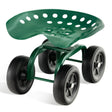 Garden Rolling Workseat with 360Swivel Seat and Adjustable Height-Green