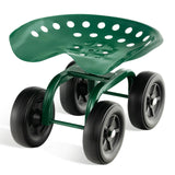 Garden Rolling Workseat with 360Swivel Seat and Adjustable Height-Green