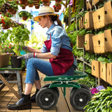 Garden Rolling Workseat with 360Swivel Seat and Adjustable Height-Green