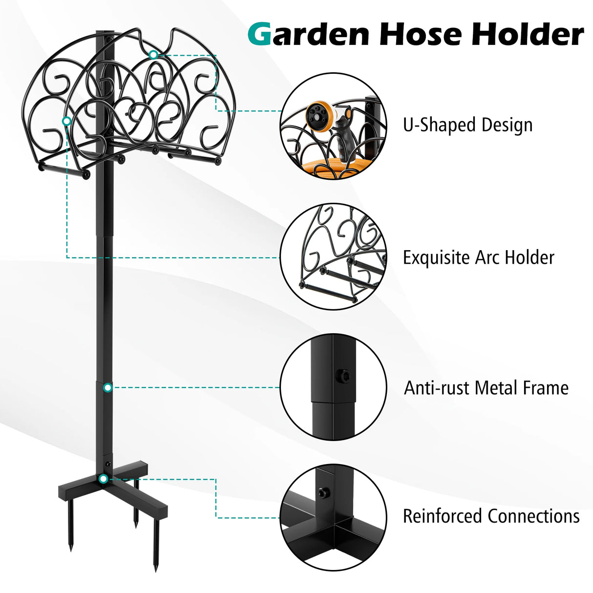 Detachable Freestanding Hose Holder for Outdoor Yard Garden Lawn