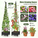 Garden Obelisk Trellis with Self-Drainage System for Climbing Plants-Black