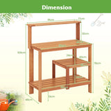 Outdoor Garden Potting Wood Planting Workstation with Open Shelves