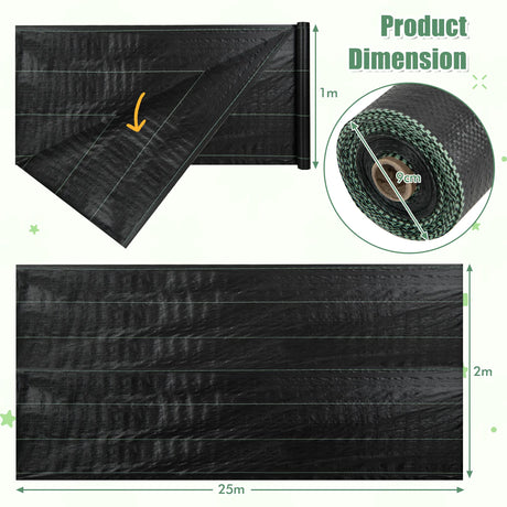 Garden Weed Barrier Fabric PP Weed Control Fabric with Guide Line-2.1 Oz 2 x 25 m