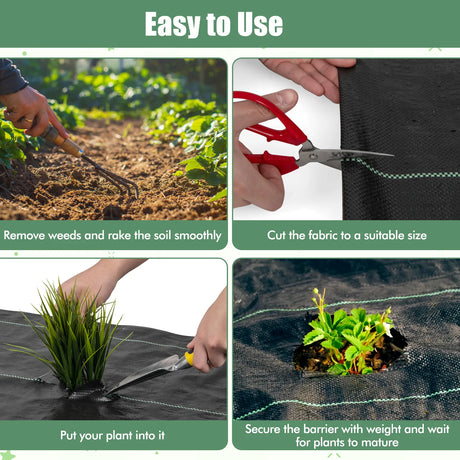 Garden Weed Barrier Fabric PP Weed Control Fabric with Guide Line-3.5 Oz 1 x 50 m