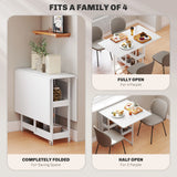 HOMCOM Four-Person Drop Leaf Table - White