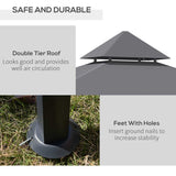 Outsunny 2.5M (8ft) New Double-Tier BBQ Gazebo Grill Canopy Barbecue Tent Shelter Patio Deck Cover - Grey