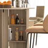 HOMCOM Folding Dining Table, Drop Leaf Table for Small Spaces with 2-tier Shelves, Small Kitchen Table with Rolling Casters, Natural