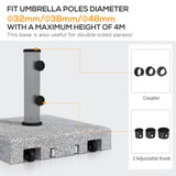 Outsunny Granite Parasol Base, 28kg Heavy Duty Square Umbrella Stand with Wheels, Retractable Handle, Stainless Steel Tube, Grey