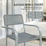 Outsunny Stackable Garden Chairs Set of 4, Rattan Effect Outdoor Dining Chairs, Light Grey