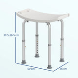 HOMCOM Height Adjustable Bath Stool, Aluminium Shower Stool with Non-Slip Pads for Elderly, Disabled, Seniors, Pregnant, White