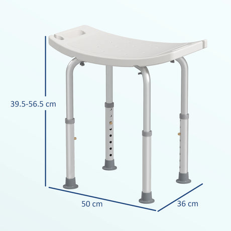 HOMCOM Height Adjustable Bath Stool, Aluminium Shower Stool with Non-Slip Pads for Elderly, Disabled, Seniors, Pregnant, White