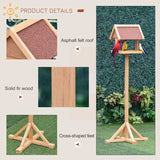 PawHut Wooden Bird Table Wild Bird Feeding Station Freestanding Feeder for Garden Outdoor 55 x 55 x 144cm