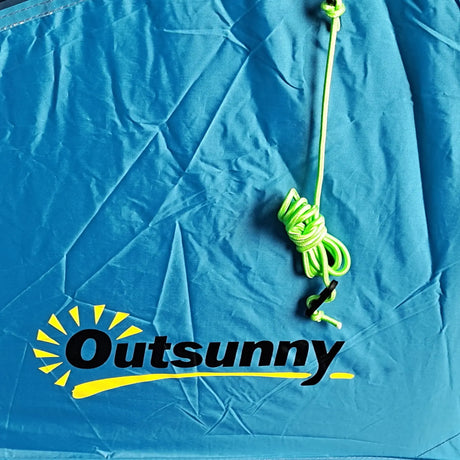 Outsunny 3-4 Man Tunnel Tent, Two Room Camping Tent with Windows, Portable Carry Bag, for Fishing, Hiking, Sports, Festival - Blue