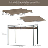 Outsunny Pergola Cover Roof, 2.86 x 2.45 m Retractable Sun Shade Top for 3 x 2m Pergola Frame, UV30+ Protected, Coffee