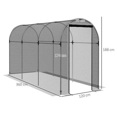 Outsunny 360 x 120cm Mini Polytunnel Greenhouse, Black