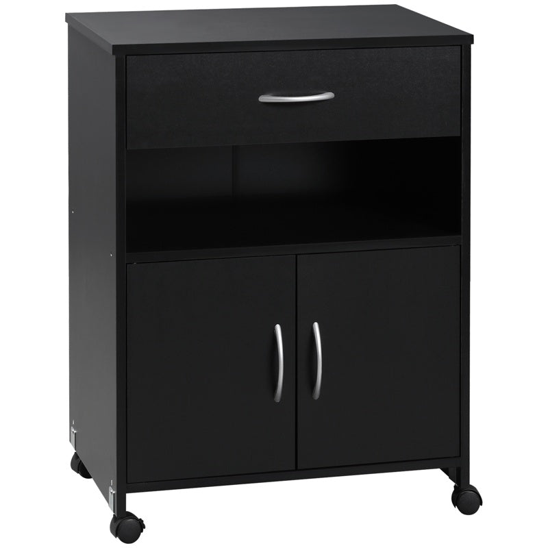 Vinsetto Printer Stand Mobile Printer Cabinet with Storage, Open Shelf, Drawer for Home Office, 60cm x 39cm x 80cm, Black