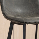 HOMCOM Bar Stools Set of 2, PU Leather Dining Stools with Backrest, Footrest, for Kitchen, Counter, Breakfast Bar, Grey