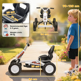 AIYAPLAY Kids Pedal Go Kart with Steel Frame, Sporty Design, for Ages 2-5 Years, White