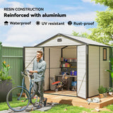 Outsunny 7.9ft x 6.2ft Aluminium Frame and Plastic Wall Shed, with Foundation - Cream White