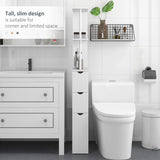 HOMCOM Slim Bathroom Storage Cabinet with Drawers, Tall Bathroom Cupboard with 2-Tier Shelf, White