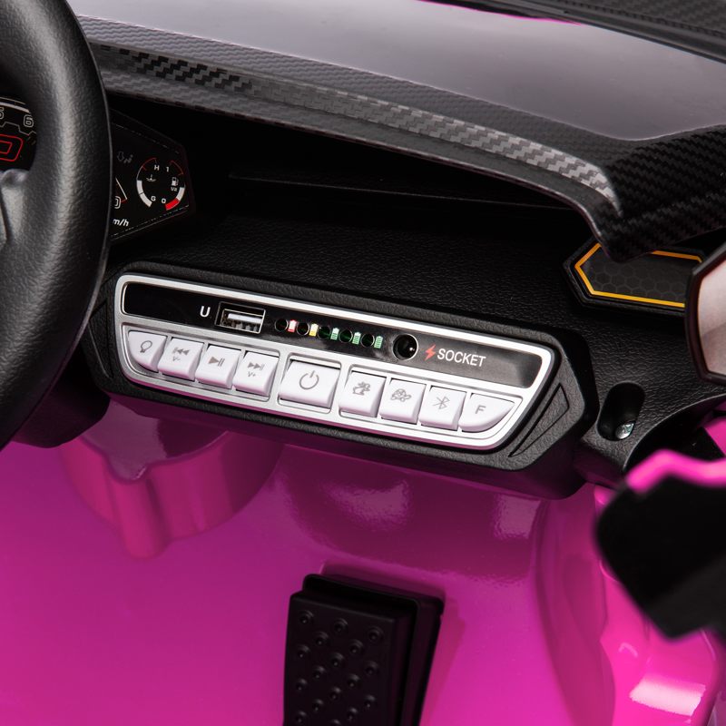 AIYAPLAY 12V Lamborghini Autentica Licensed Kids Electric Car with Remote Control, Four Suspension Wheels, Soft Start, Pink