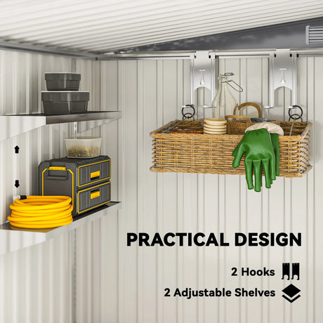 Outsunny 7 x 5ft Galvanised Metal Shed, with Sliding Door - Dark Grey