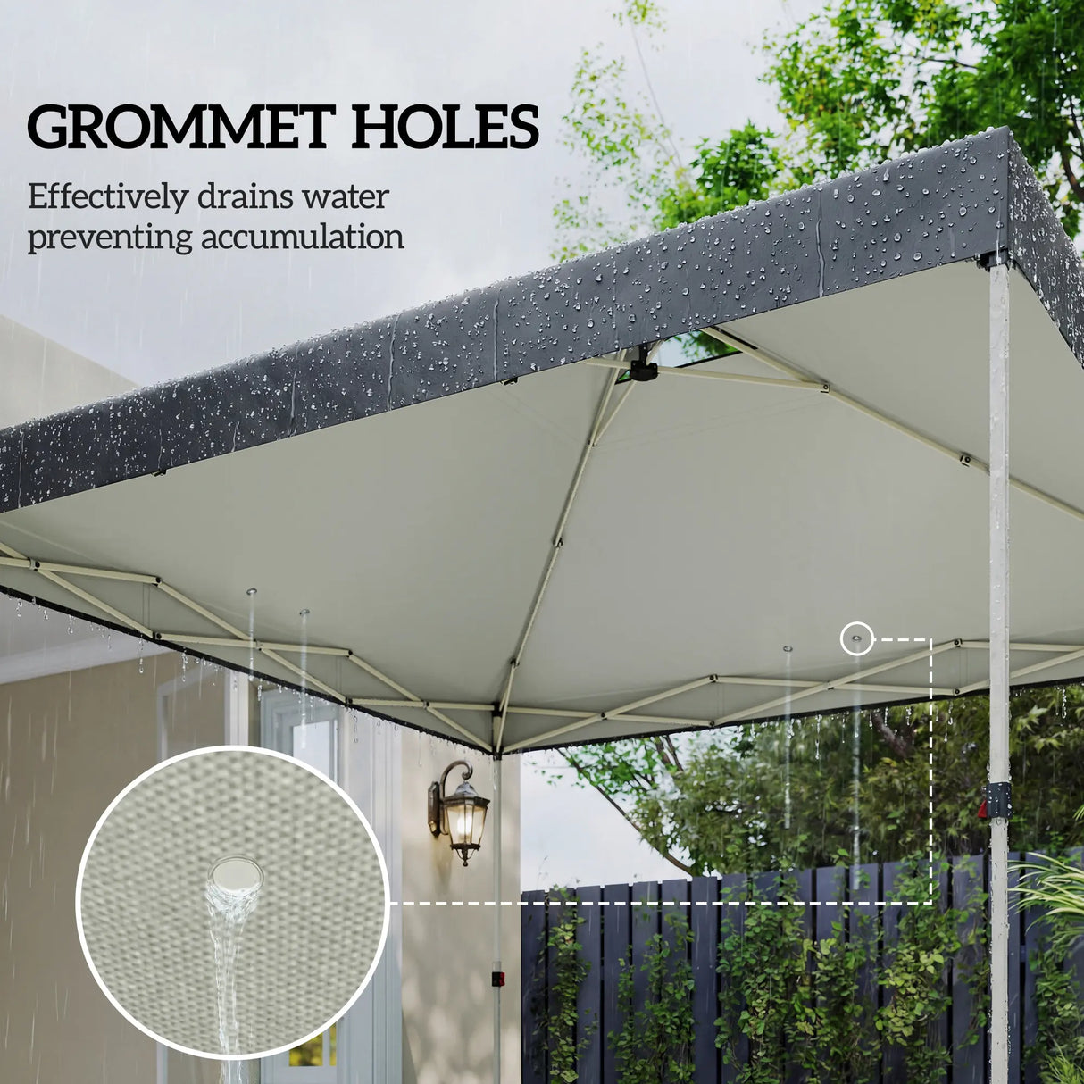 Outsunny gazebo roof replacement UV50+ Waterproof Pop Up Canopy Cover with 8 Drainage Holes 3 x 3 m Black