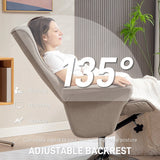 HOMCOM Swivel Recliner Chair with Footstool, Velvet Recliner Armchair with Ottoman, Steel Base, Upholstered Reclining Chair for Living Room, Bedroom, Office, Beige