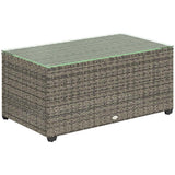 Outsunny 90 x 50cm Glass-Top Rattan Side Table - Dark Grey