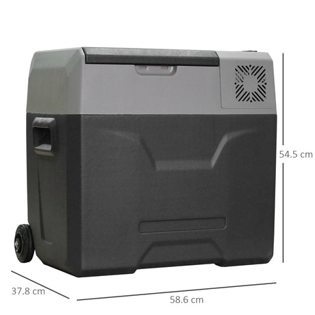 HOMCOM Car Refrigerator, Portable 12/24V 50 Litre Compressor Fridge Freezer, Electric Cooler Box for Camping, Travel, Picnic, Down to -20