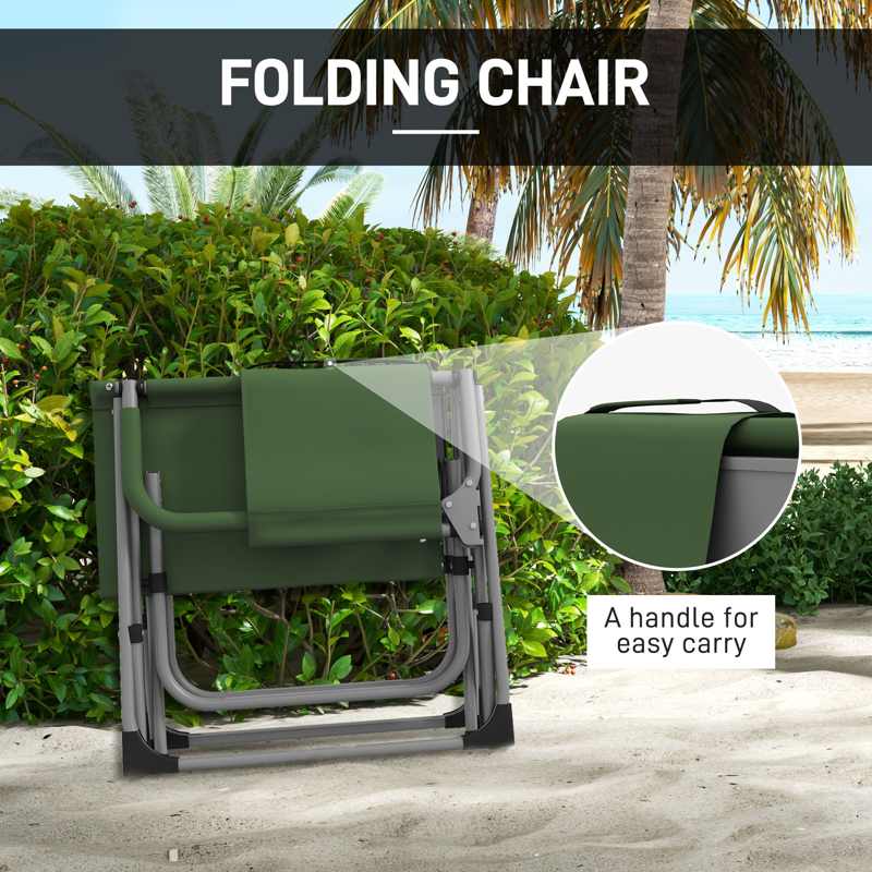 Outsunny Folding Directors Camping Chair, with Side Table - Green