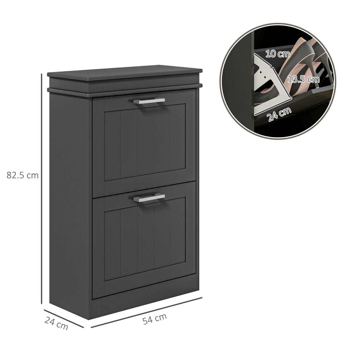 HOMCOM Two-Drawer Minimalistic 10-Shoe Cabinet - Black