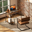 HOMCOM Industrial-Style Work Desk, with Shelves - Brown/Black