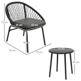 Outsunny Three-Piece Rattan Bistro Set - Black