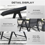 Outsunny Set of Four Folding Garden Chairs, with Seven-Position Adjustable Backs, Grey